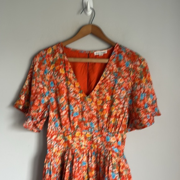 Roller Rabbit Vado Cecilia Dress Fit and Flare Orange Floral Small - Picture 3 of 13
